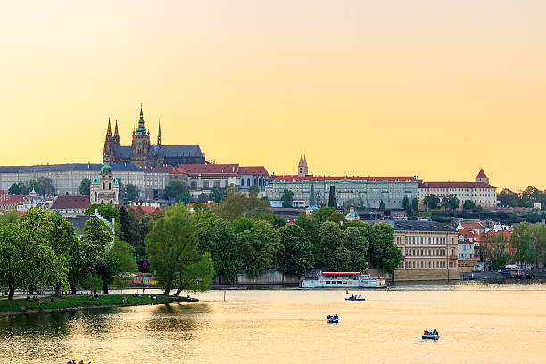 istock Prague Castle and Vltava river at sunset, Czech republic 533340304