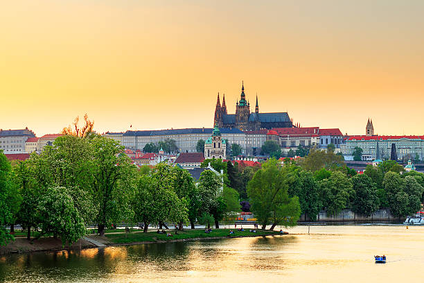 istock Prague Castle and Vltava river at sunset, Czech republic 533340470