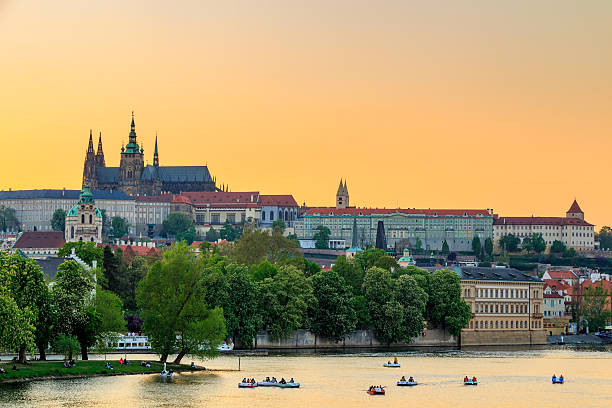 istock Prague Castle and Vltava river at sunset, Czech republic 533340676