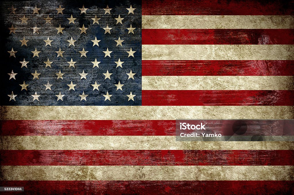 Flag of USA, painted on a wood plank SONY DSCFlag of USA, painted on a grunge plank American Flag Stock Photo
