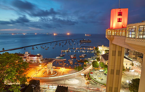 Sunset view of Salvador City in Bahia, Brazil stock photo