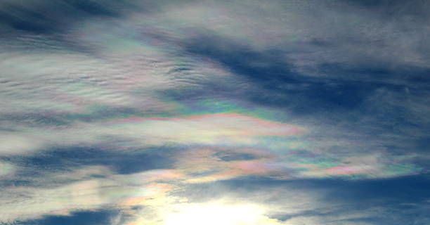 istock Sunset on the Pennines, Iridescent Clouds Rainbow Clouds Pylon 533342190