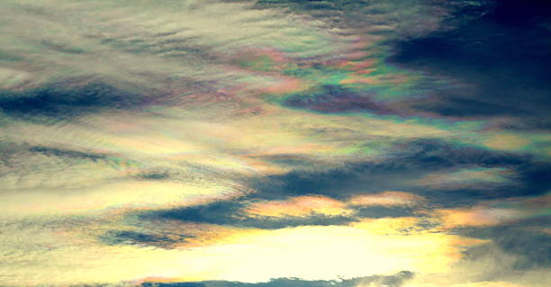 istock Sunset on the Pennines, Iridescent Clouds Rainbow Clouds Pylon 533342332