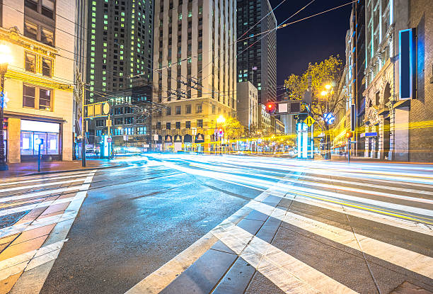 istock traffic on road intersection at night in san francisco 533342390