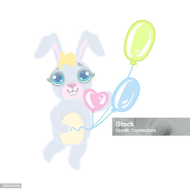 Bunny With Balloons Stock Illustration - Download Image Now - Animal, Childhood, Creativity