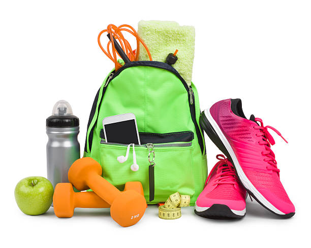 Fitness equipment and training accessories isolated on white background