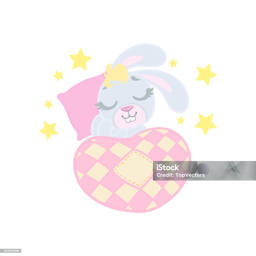 Bunny Sleeping In Bed Bunny Sleeping In Bed Illustration In Cute Girly Cartoon Style Isolated On White Background Animal stock vector