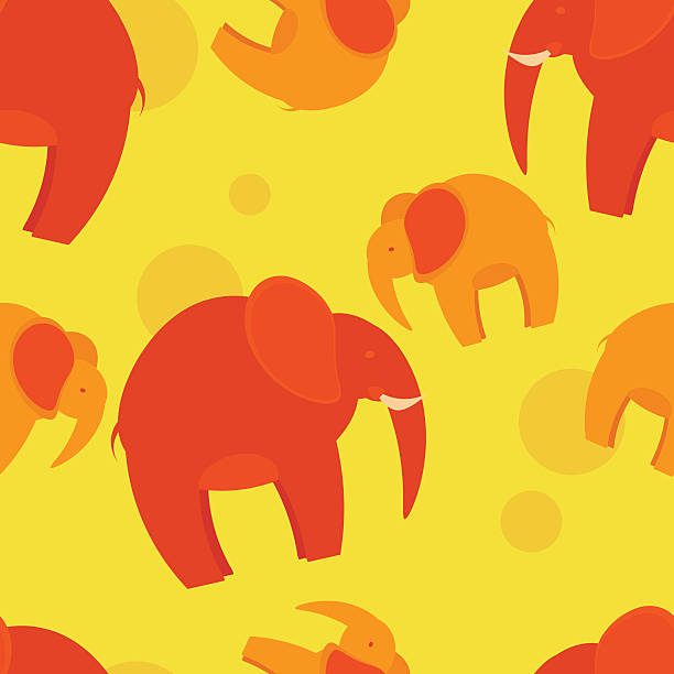 слон семьи бесшовный узор - backgrounds elephant illustration and painting india stock illustrations