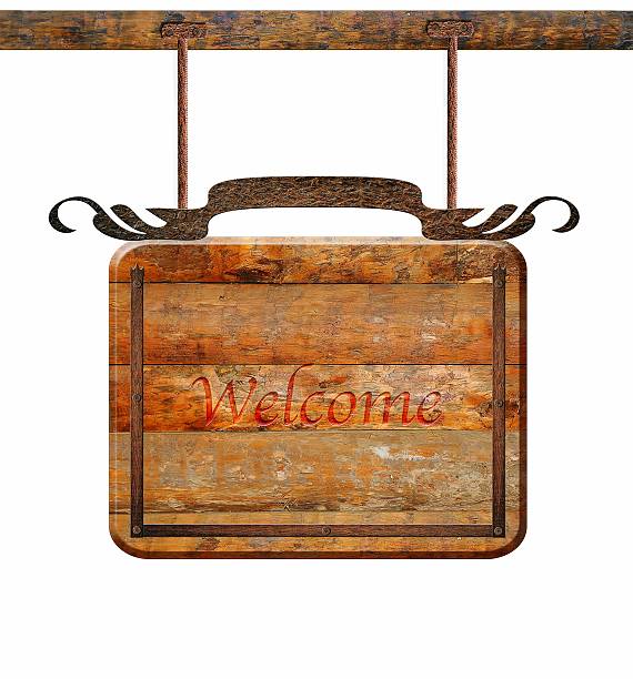 istock Wooden sign hanging. 533343625