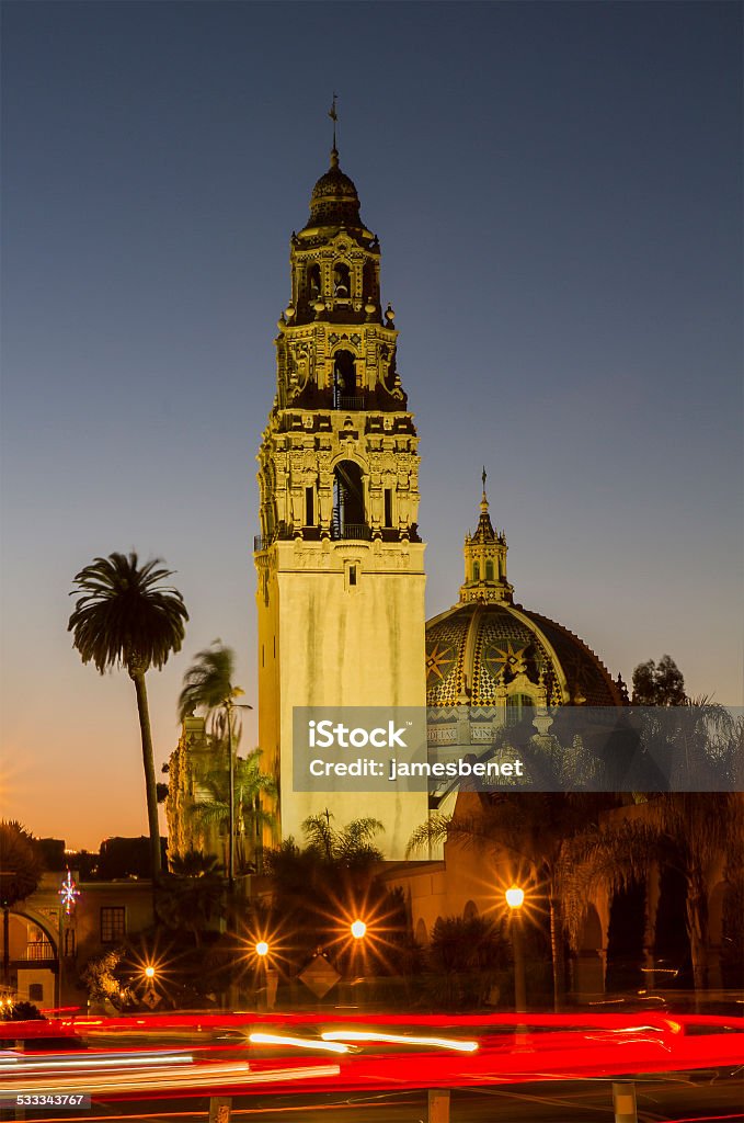 California Tower Balboa Park bei Nacht - Lizenzfrei Balboa Park Stock-Foto