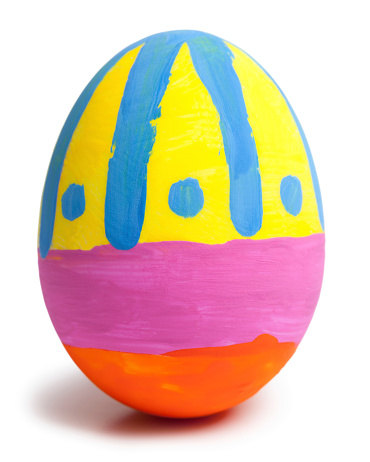 Close up colorful easter egg on white background. This file is cleaned, retouched and contains 