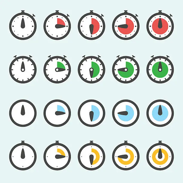 Vector illustration of Time Clock Icon Set
