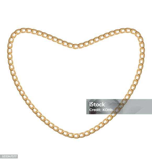 Jewelry Golden Chain Of Heart Shape Stock Illustration - Download Image Now - Necklace, Gold - Metal, Gold Chain Necklace