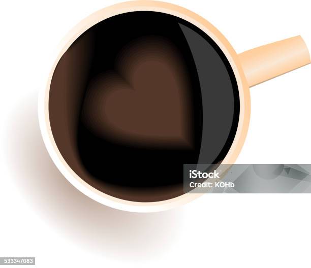 Illustration Of Coffee Cup With Love Heart Stock Illustration - Download Image Now - 2015, Black Color, Breakfast
