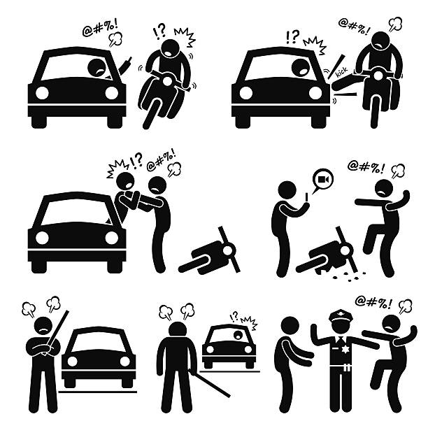 водитель bully road rage контурное изображение пиктограммы значки - car driving men people stock illustrations