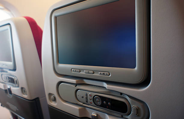 istock Airline Economic class seat with touch screen tv 533348663