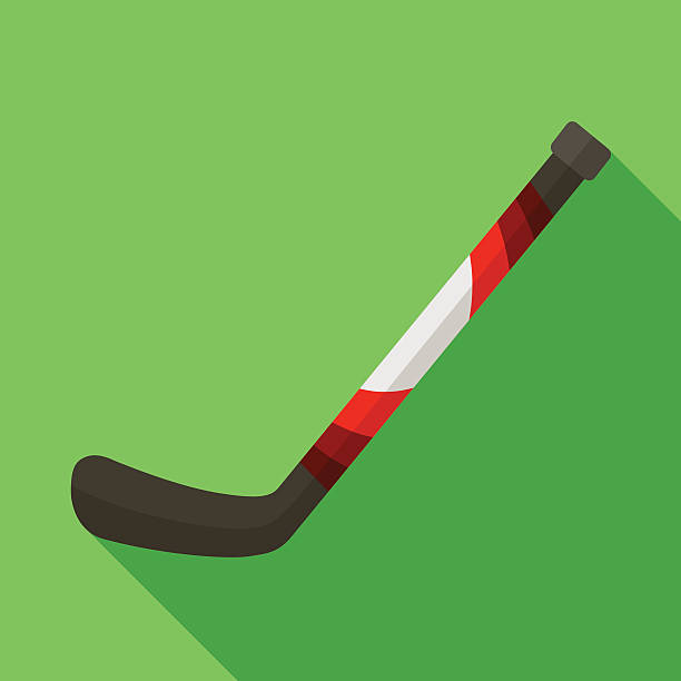 значок игрушечных хоккейная клюшка в плоский дизайн - ice hockey hockey stick field hockey roller hockey stock illustrations