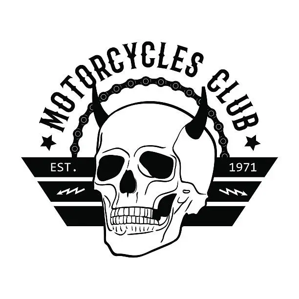Vector illustration of Motorcycle club vintage labels, Biker T-shirt, Motorcycle Emblem