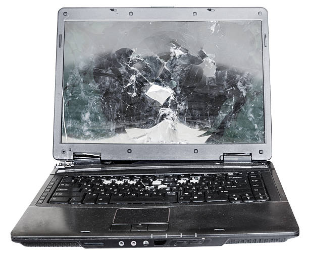 istock direct view of old broken laptop isolated 533350232
