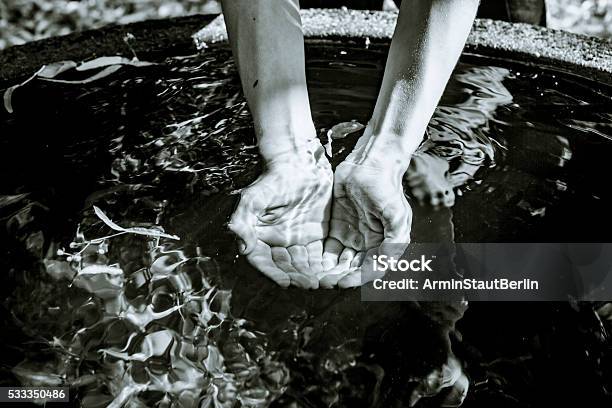 Holding Water From A Well In Cupped Hands Stock Photo - Download Image Now - Fountain, Water, Hands Cupped