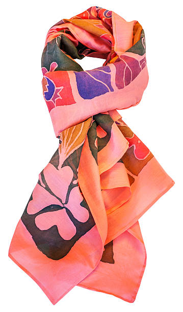 istock knotted batik silk red scarf with floral pattern 533350714