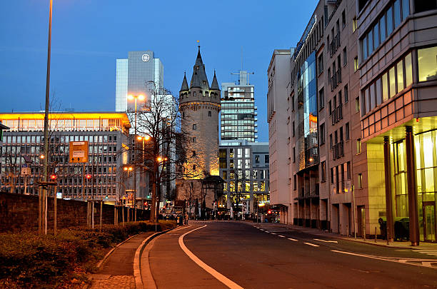 istock Eschenheimer Turm and empty street, Frankfurt 533351305
