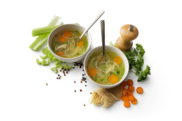 istock Soups: Chicken Soup and Ingredients Isolated on White Background 533351654