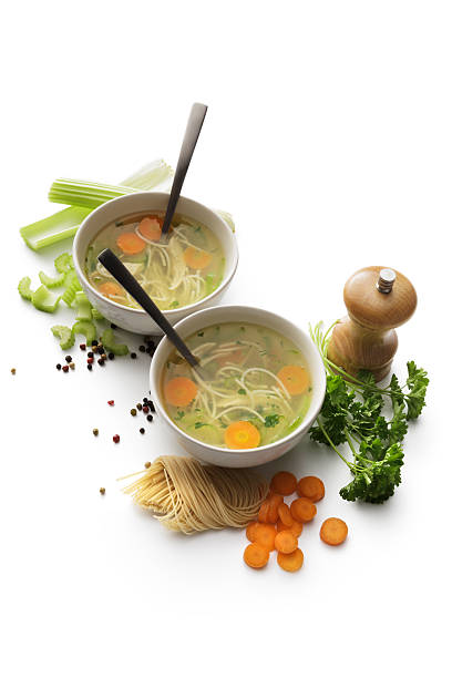 istock Soups: Chicken Soup and Ingredients Isolated on White Background 533351806
