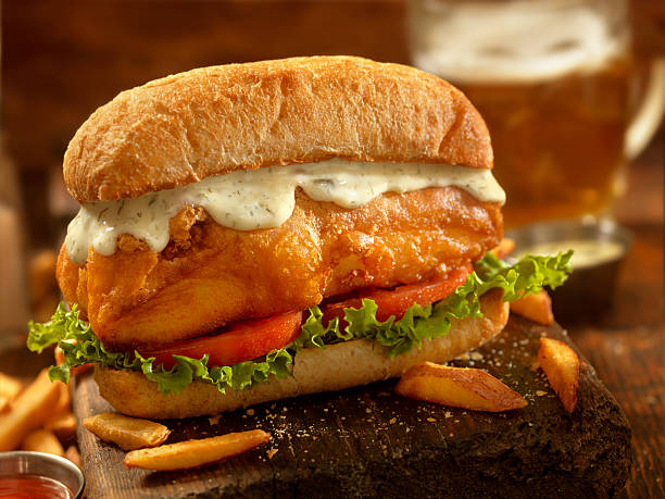 istock Beer Battered Fish Sandwich on a Ciabatta Bun 533352910