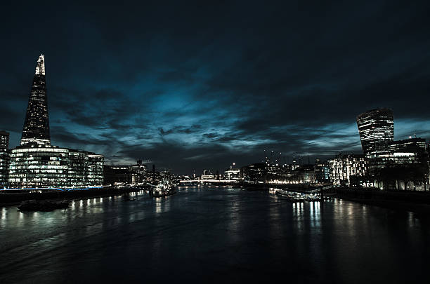 istock Night view of Thames River from London Tower Bridge 533354882