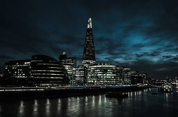 istock Night view of Thames River from London Tower Bridge 533354980