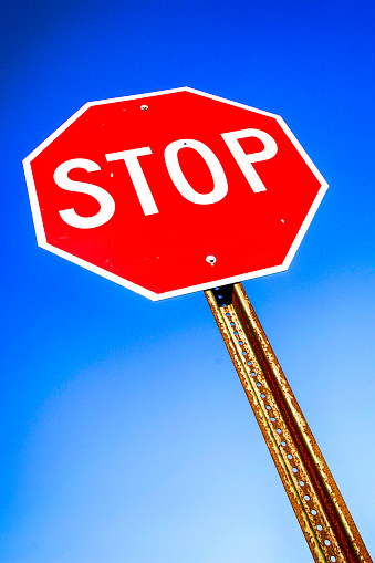 Octagonal Red and white stop sign