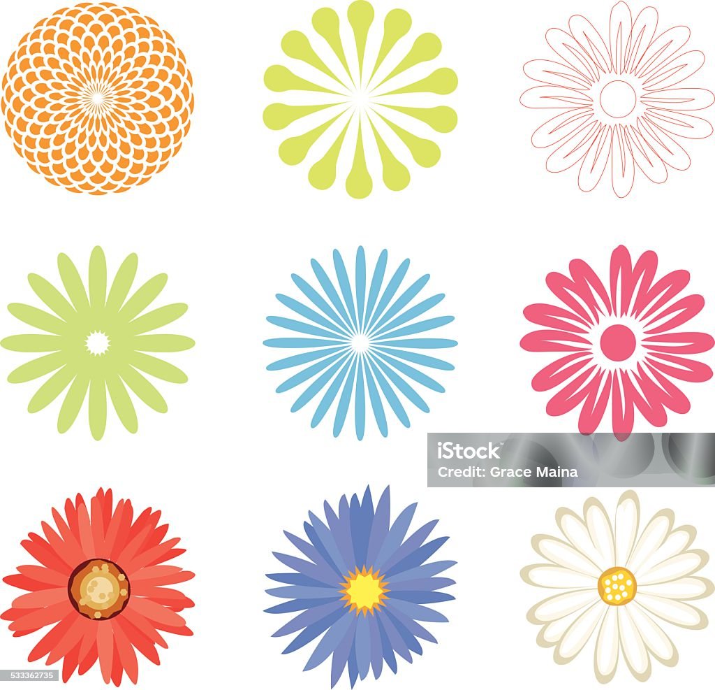 Multi-colour floral vector design elements Hand drawn floral design elements, Easy to edit, each flower/floral object grouped and layered. The florals are drawn without outlines on white background. 2015 stock vector