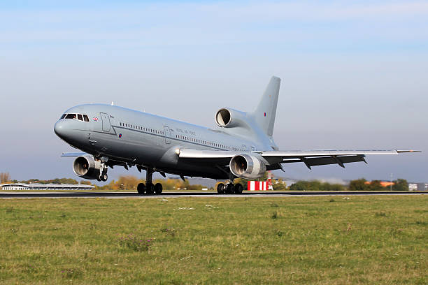 Royal Air Force Tristar Prague, Czech Republic - October 17, 2012: L-1011 Tristar RAF lands at PRG Airport. norton brand name stock pictures, royalty-free photos & images