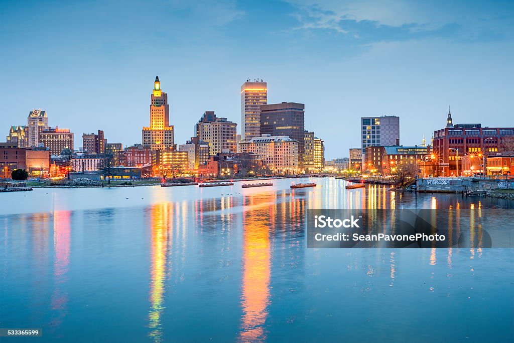 Providence, Rhode Island, USA Providence, Rhode Island, USA city skyline on the Providence River at twilight. Rhode Island Stock Photo