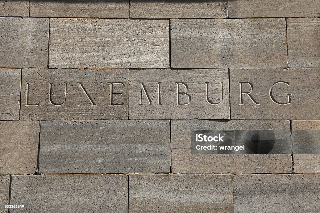 Luxemburg. Word carved into the stone blocks. 2015 Stock Photo