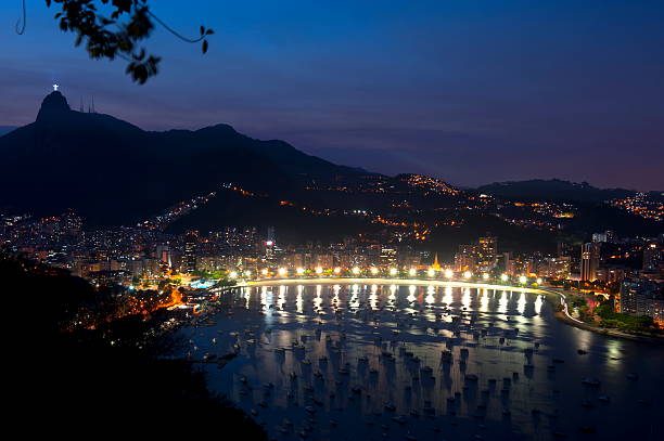 rio de janeiro - rio de janeiro night sugarloaf mountain corcovado foto e immagini stock