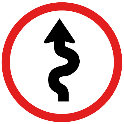 arrow curve sign board traffic