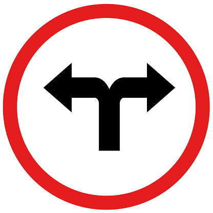 arrow turn left or turn rightn sign board traffic