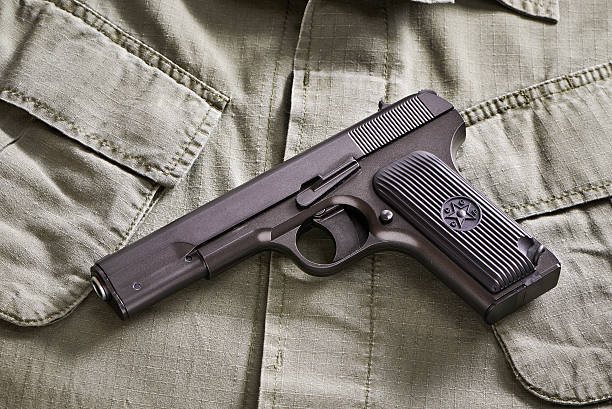 istock TT russian pistol and belt lie on military jacket 533375615