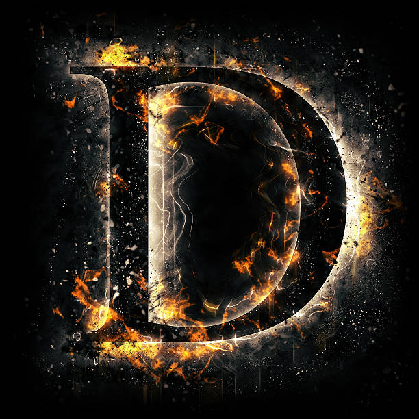 Fire alphabet. Letter D. Fire alphabet. Letter D. fire inferno typescript alphabet stock pictures, royalty-free photos & images