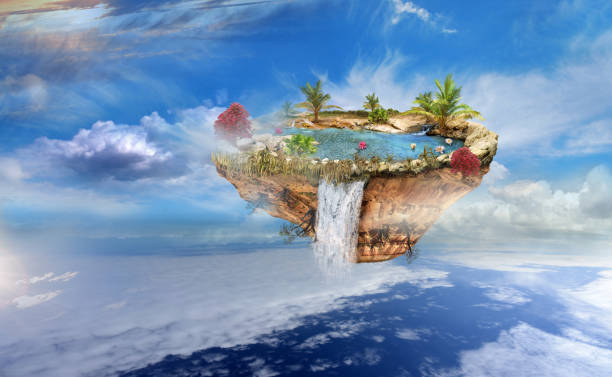 istock Island flying in the sky 533379773