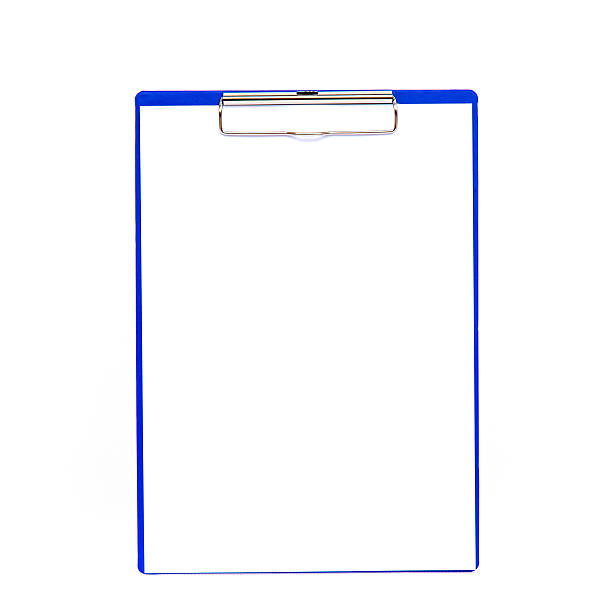 istock Blue clipboard with blank paper sheet isolated on white backgrou 533381147