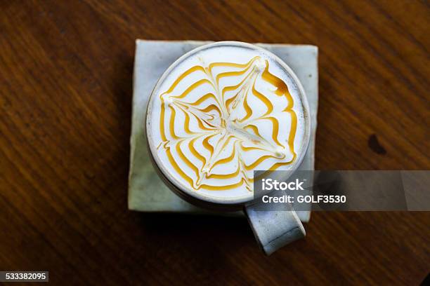 Cup Of Latte Art Hot Coffee On Wood Table Stock Photo - Download Image Now - 2015, Breakfast, Brown