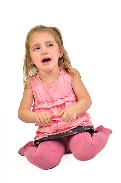istock Little Girl is Crying. Isolated on White 533382367