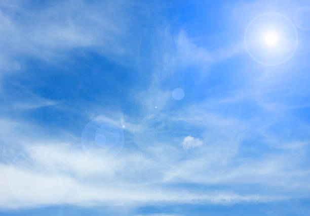 istock blue sky with sun and beautiful clouds 533397165