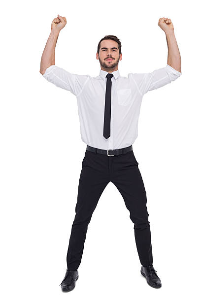 istock Smiling businessman lifting up something heavy 533397351