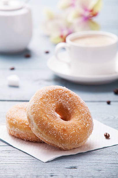 istock Fresh donut served with a cup of coffee 533400423