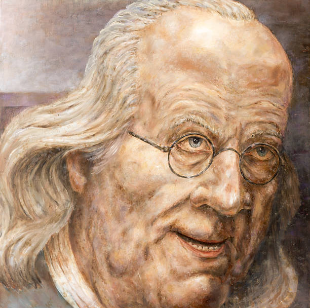 benjamin franklin 애즈 elder 스테이츠먼: 독창적이다 유화 - benjamin franklin history american culture portrait 뉴스 사진 이미지