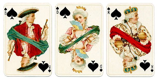 court cards in spades dondorf baronesse piquet 1900 - 卡 插圖 個照片及圖片檔